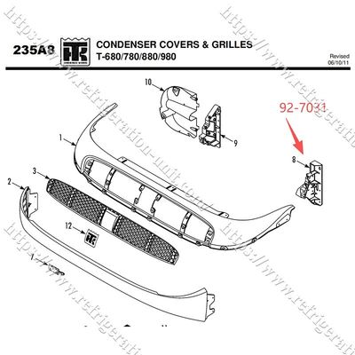 Suporte de concha de THERMO KING 927031/92-7031 disponível para T-600M T-800M T-1000M T-680Pro T-880Pro T-1080Pro peças de reposição