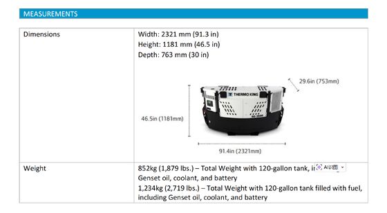 Unidade de refrigeração de contêiner de gerador marinho a diesel THERMO KING SG3500, fonte de alimentação elétrica, notável eficiência de combustível, fabricada na China, fábrica